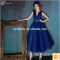 New Arrival Luxury Royal Blue Sleeveless Fashion Woman Party Wear Blue Lace Long Evening Dress